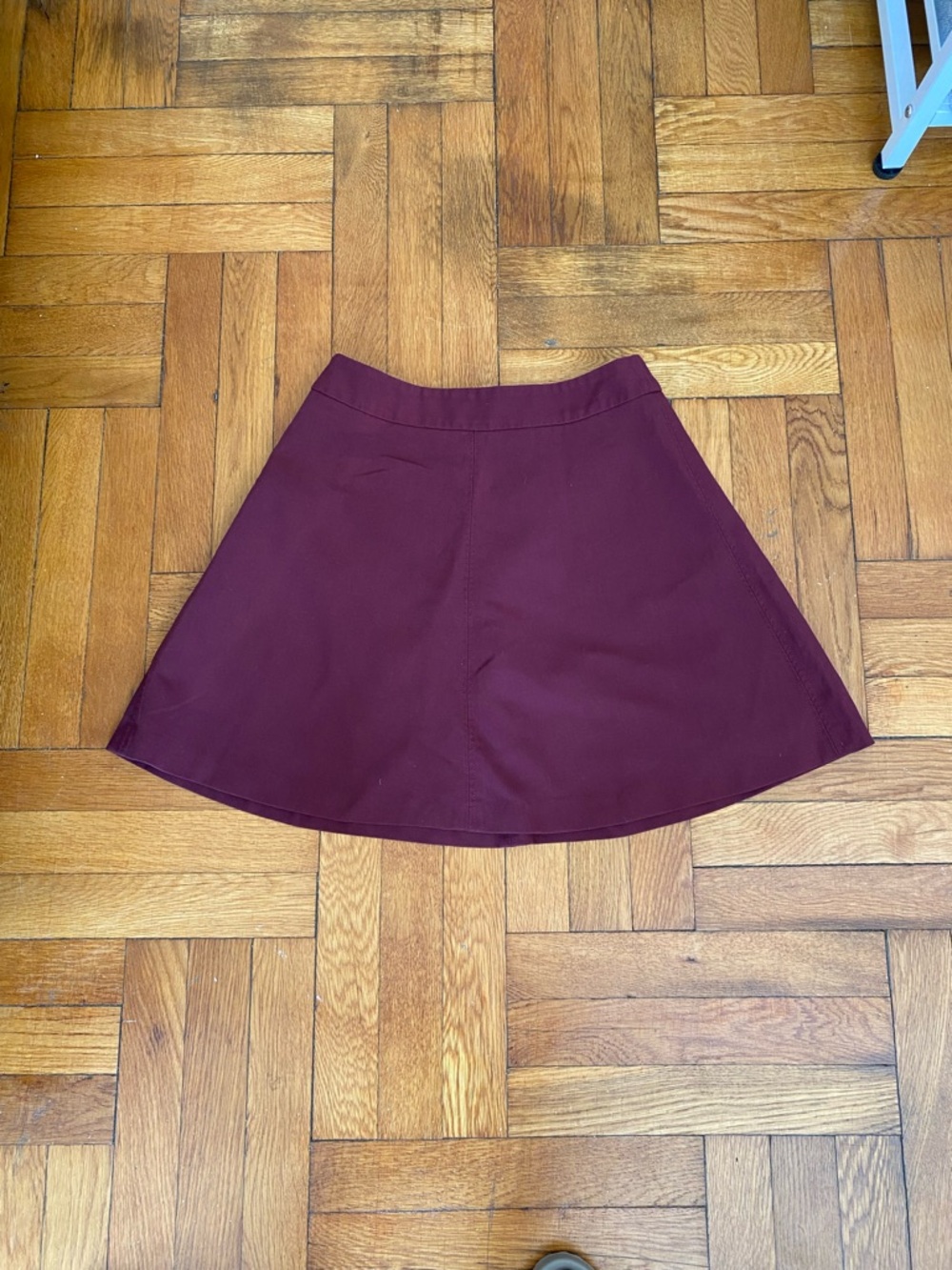 Loft VINTAGE Burgundy A-Line Skirt Petite 0 Maroon Mini Flare Work Casual